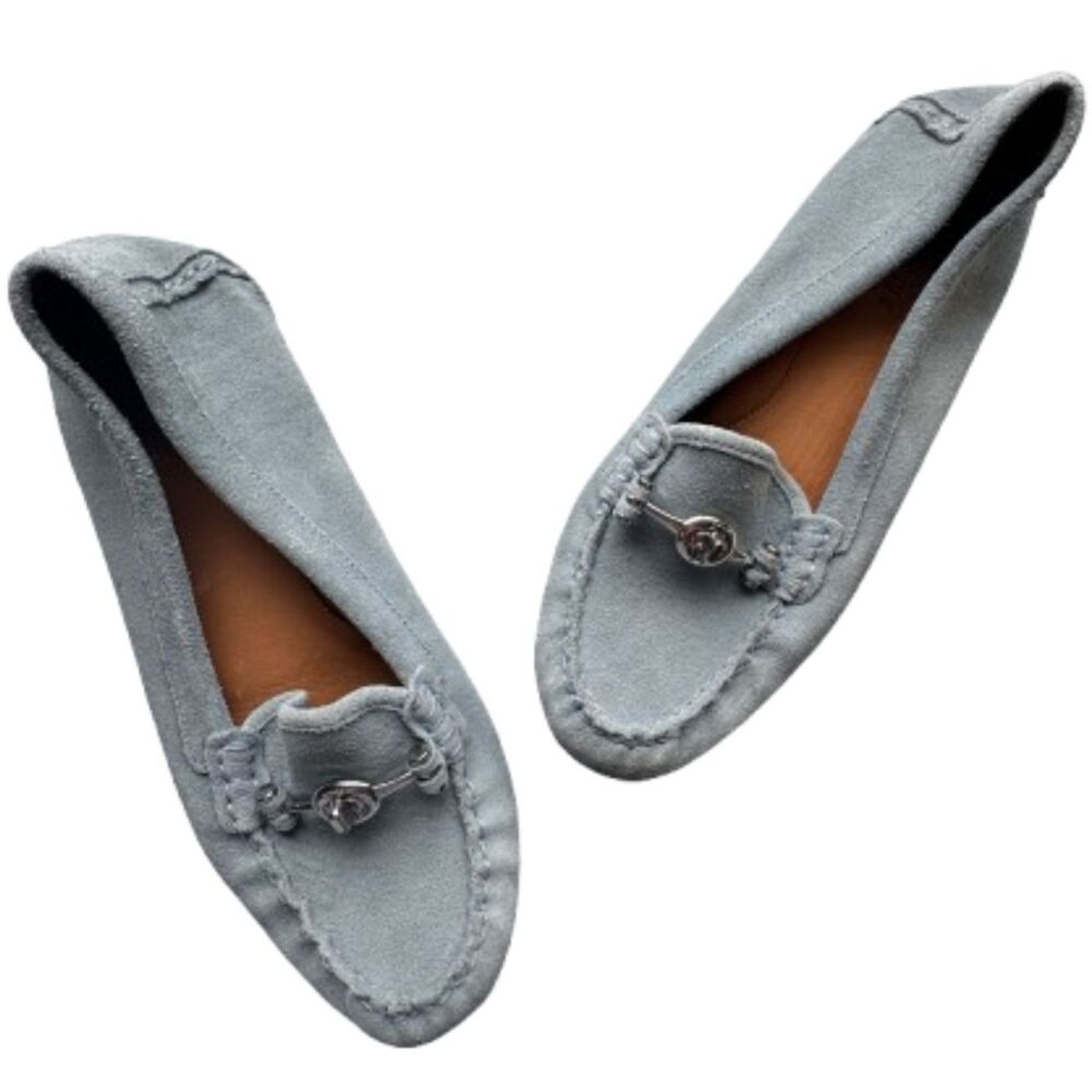 Coach Light Blue Suede Arlene Driving Moccasin Loafer Slip On Shoe US Size 8.5
